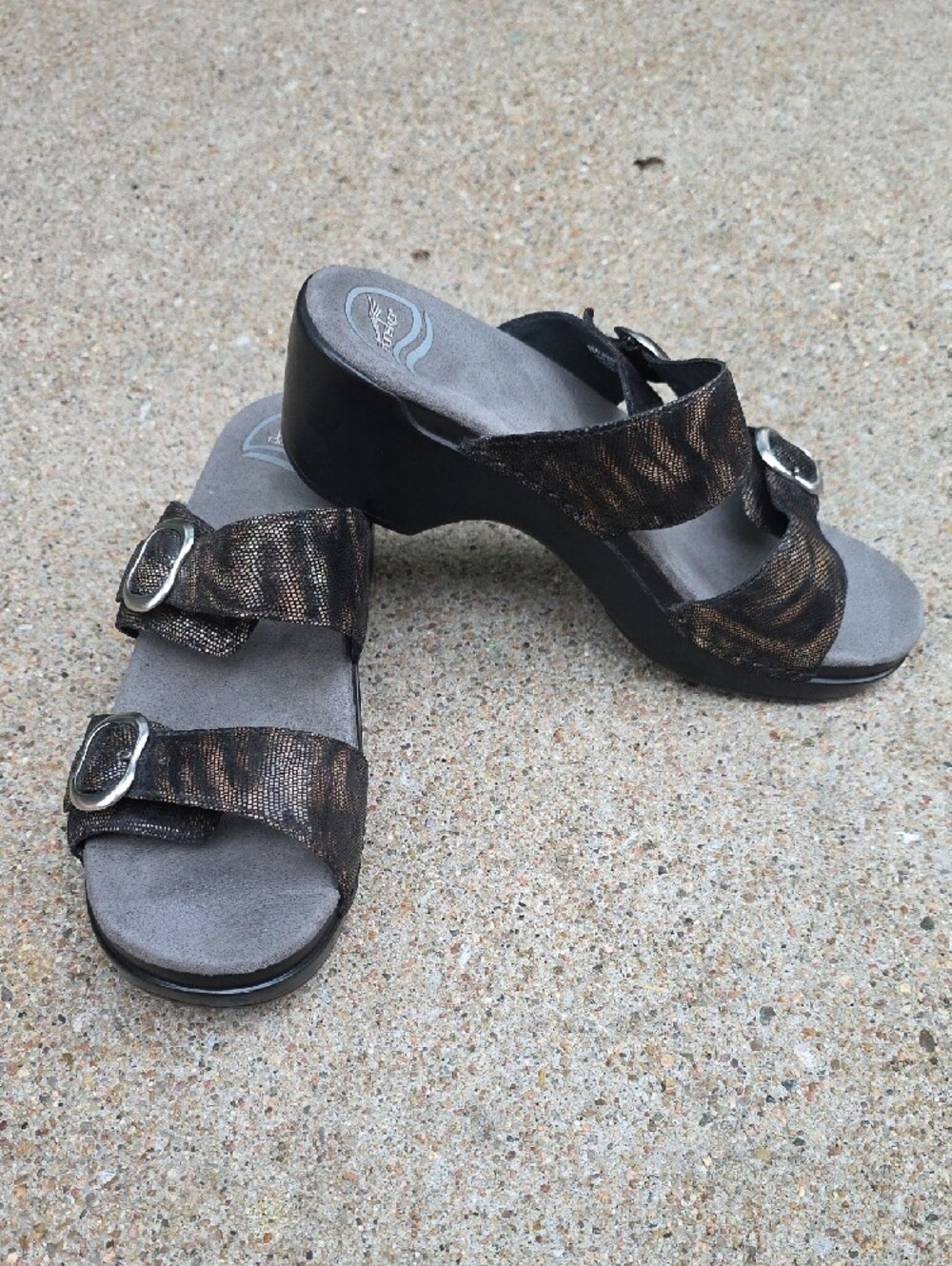 Dansko Sophie Leather Snake Python Print Comfort Wedge Slide Sandals Size 40